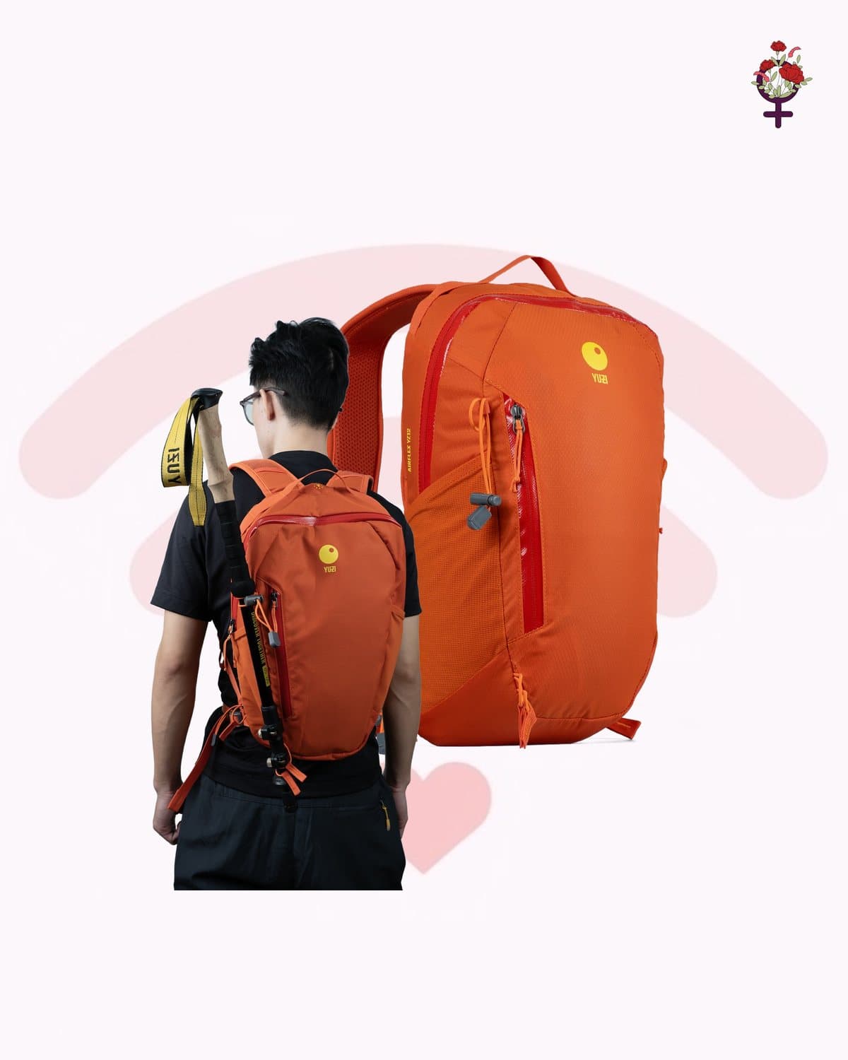Balo leo núi 12 lít kháng nước, trợ lực, thoáng khí Yuzi AirFlex — 20.10