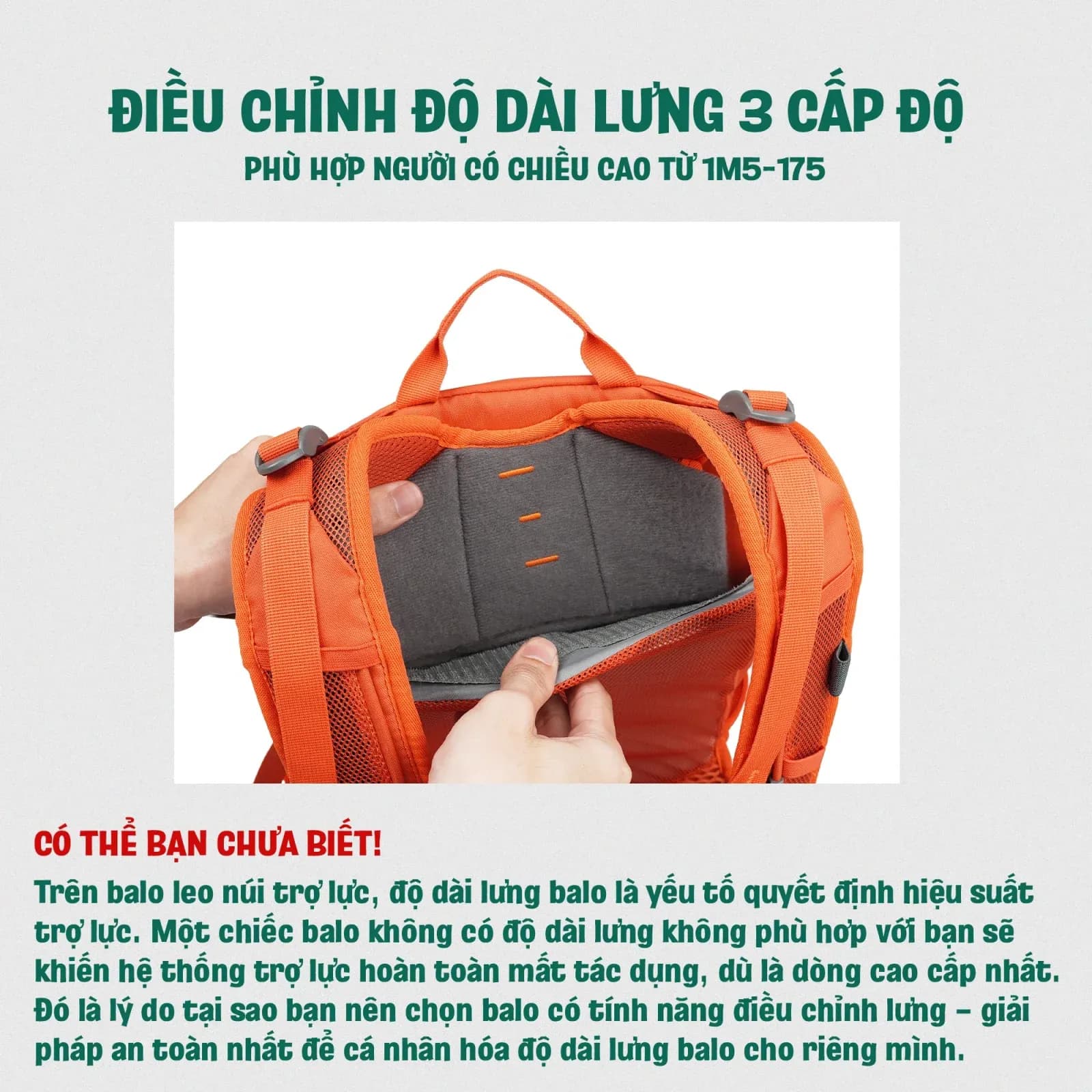Balo leo núi trekking 25L Yuzi SpineFit điều chỉnh độ dài lưng 12