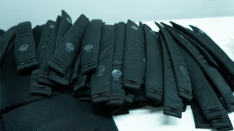 Shoulder straps with printed logo, ready for assembly
